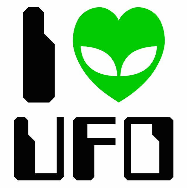 I Alien Heart UFO Freistehende Fotoskulptur (Vorne)