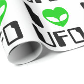 I Alien Heart UFO Geschenkpapier (Rolleneckpunkt)