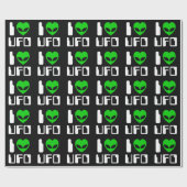 I Alien Heart UFO Geschenkpapier (Flach)