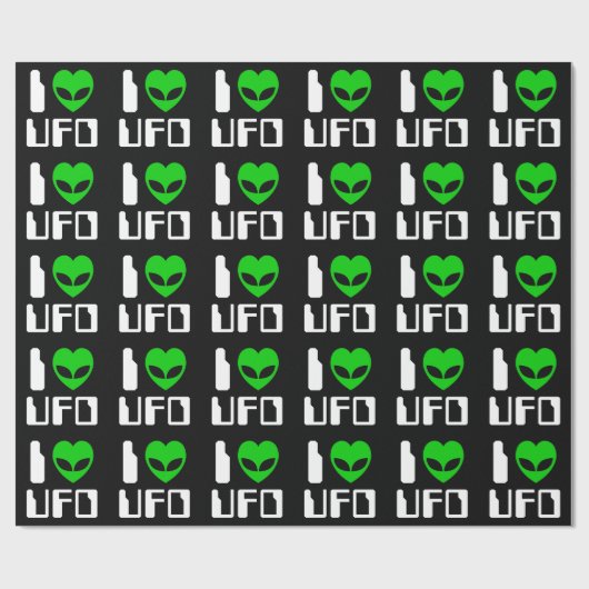 I Alien Heart UFO Geschenkpapier (Flach)
