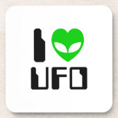 I Alien Heart UFO Getränkeuntersetzer (Vorderseite)
