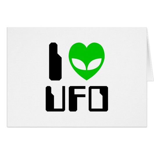 I Alien Heart UFO Grußkarte (Vorderseite (Horizontal))