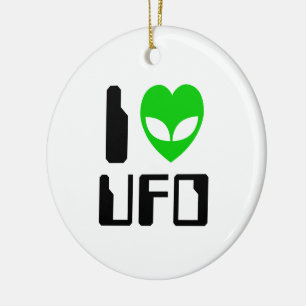 I Alien Heart UFO Keramik Ornament