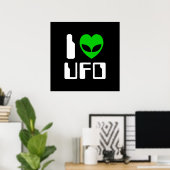 I Alien Heart UFO Poster (Heimbüro)