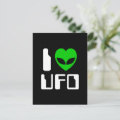 I Alien Heart UFO Postkarte (Stehend Vorderseite)