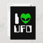 I Alien Heart UFO Postkarte (Vorne/Hinten)