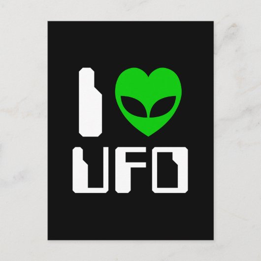 I Alien Heart UFO Postkarte (Vorderseite)