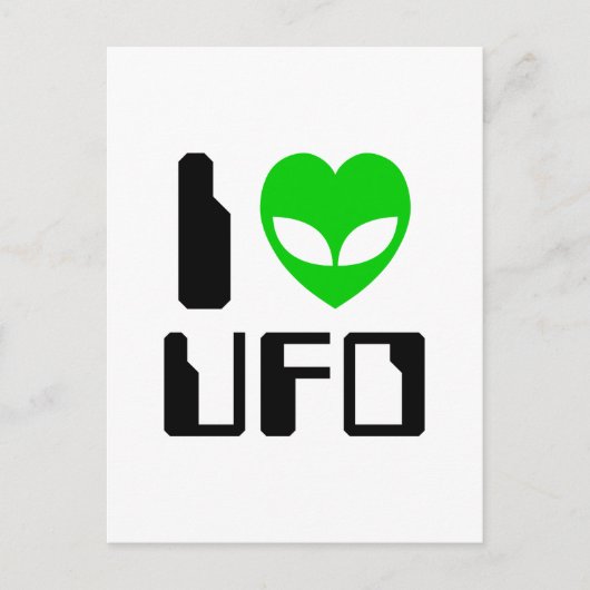 I Alien Heart UFO Postkarte (Vorderseite)