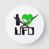 I Alien Heart UFO Runde Wanduhr (Vorderseite)