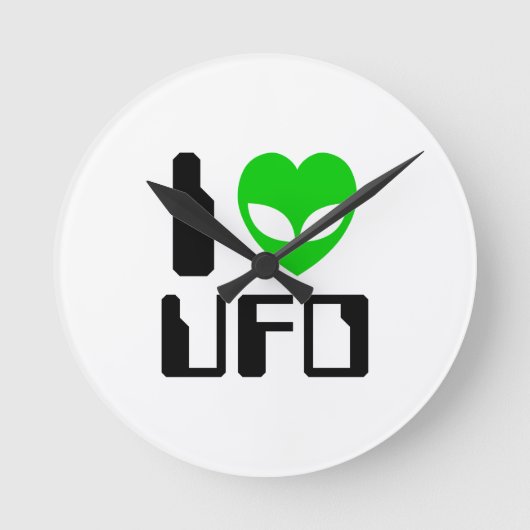 I Alien Heart UFO Runde Wanduhr (Vorderseite)