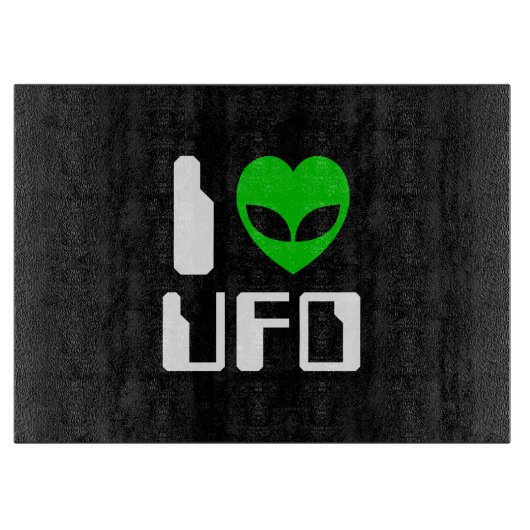 I Alien Heart UFO Schneidebrett (Vorderseite)