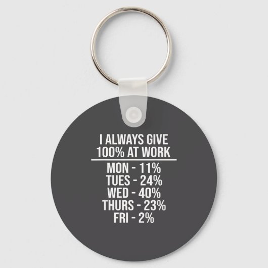I Always Give 100% At Work Funny Work Quotes Humor Schlüsselanhänger (Vorderseite)