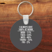 I Always Give 100% At Work Funny Work Quotes Humor Schlüsselanhänger (Vorderseite)