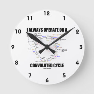 I Always Operate On A Convoluted Cycle (Krebs) Runde Wanduhr