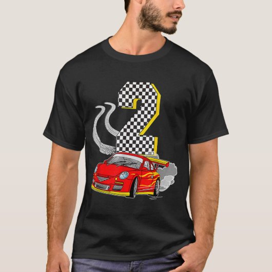 I Am 2 Years Old Racing Car Toddler Crew 2nd Birth T-Shirt (Vorderseite)