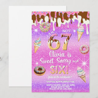 I am 6 not 7 girl 6th birthday invitation. einladung
