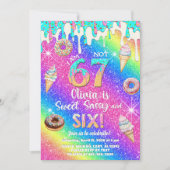 I am 6 not 7 girl 6th birthday invitation. einladung (Vorderseite)