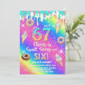 I am 6 not 7 girl 6th birthday invitation. einladung (Stehend Vorderseite)