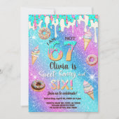 I am 6 not 7 girl 6th birthday invitation. einladung (Vorderseite)