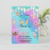 I am 6 not 7 girl 6th birthday invitation. einladung (Stehend Vorderseite)