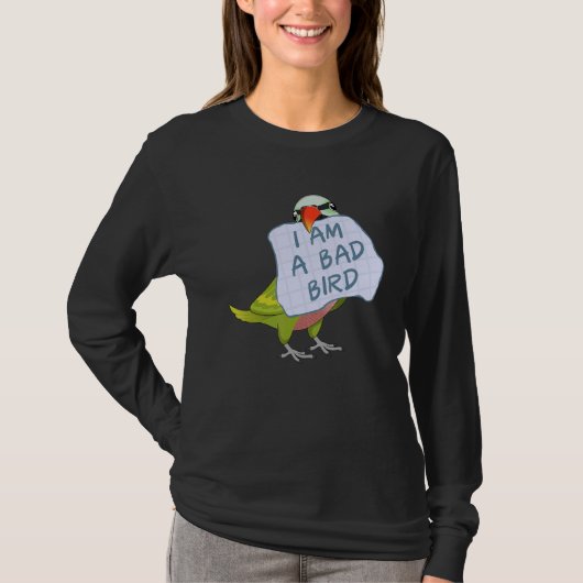 I Am A Bad Bird I Funny Moustache Parakeet Parrot T-Shirt (Vorderseite)