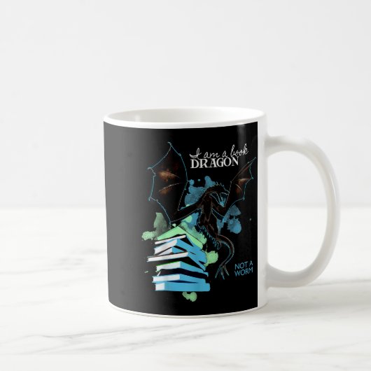 I Am A Book Dragon Not A Worm Funny Reading Lover Kaffeetasse (Rechts)