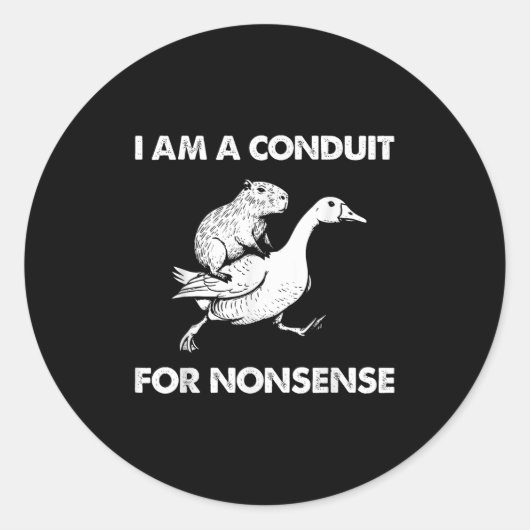 I Am A Conduit For Nonsense Capybara Goose Meme Runder Aufkleber (Vorderseite)