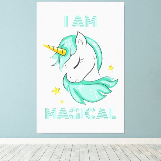 I am a magical shining blue unicorn leinwanddruck (Insitu (Holzboden))