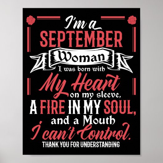 I Am A September Woman Libra Virgo Birthday Funny Poster (Vorne)