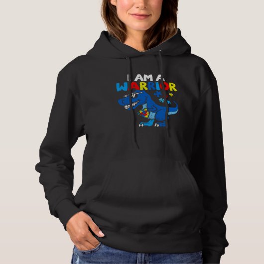 I Am A Warrior Autism Family Dinosaur Autism Aware Hoodie (Vorderseite)