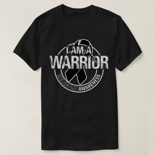 I Am A Warrior Melanoma Awareness Ribbon T-Shirt (Design vorne)