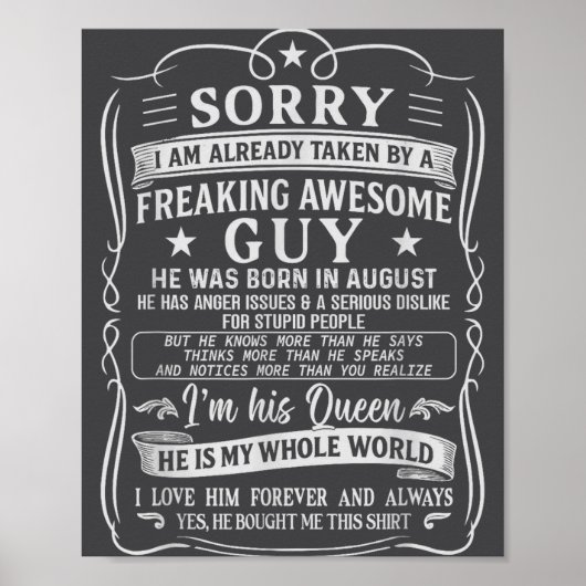 I Am Already Taken By Freaking Awesome Guy Born In Poster (Vorne)