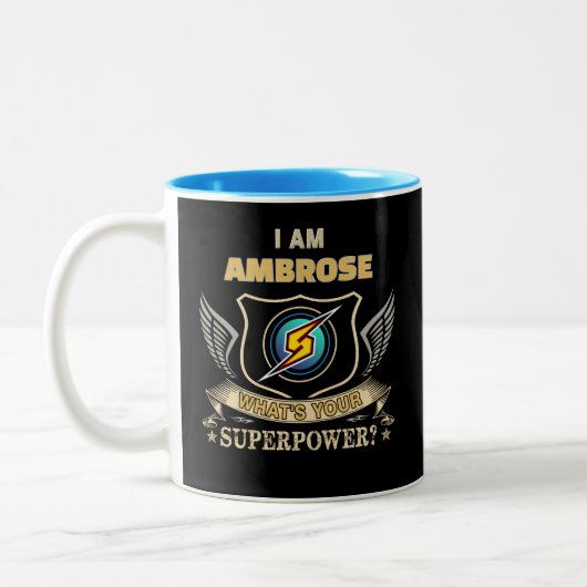 I Am AMBROSE What's Your Superpower Zweifarbige Tasse (Links)