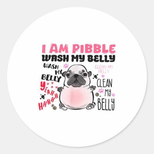 I Am Bble Wash My Belly Bble Meme Funny Dog Brainr Runder Aufkleber (Vorderseite)