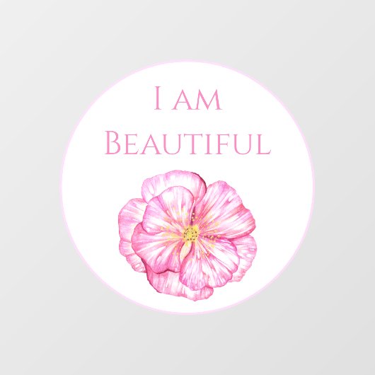 I am Beautiful Floral Pink  Fensteraufkleber (Blatt)