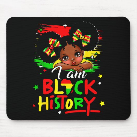 I Am Black History Afro Girl Little Melanin Prince Mousepad (Vorne)