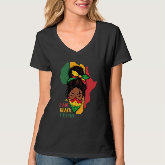 I Am Black History Month Africa Map & Black Queen T-Shirt (Vorderseite)