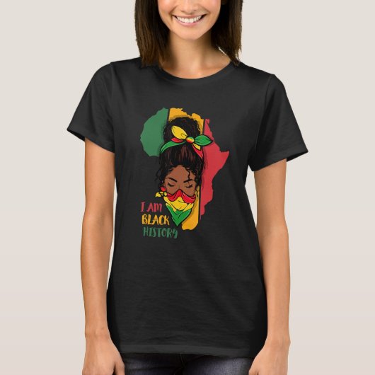 I Am Black History Month Africa Map & Black Queen T-Shirt (Vorderseite)