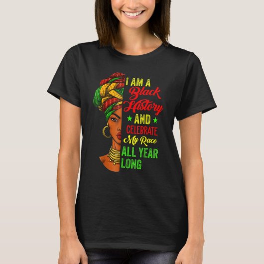 I Am Black History Month Proud Afro African Black  T-Shirt (Vorderseite)