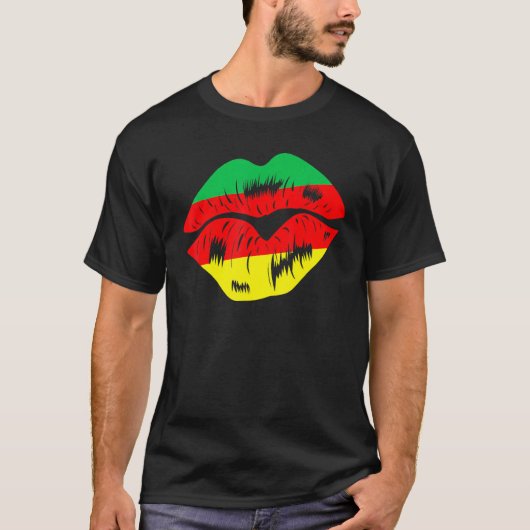 I AM Black History Month Shirt Lips Red Green Gold (Vorderseite)