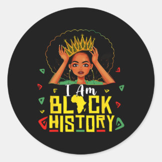 I Am Black History Women Girl Black History Month  Runder Aufkleber