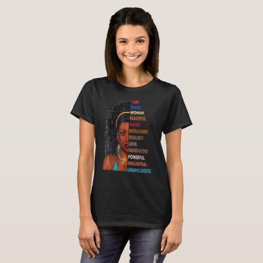 I Am Black Woman Black History Afro African Pride  T-Shirt (Vorne ganz)