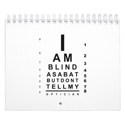 I am blind as a bat eye chart kalender (Titelbild)