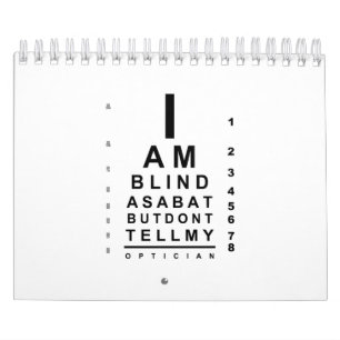 I am blind as a bat eye chart kalender
