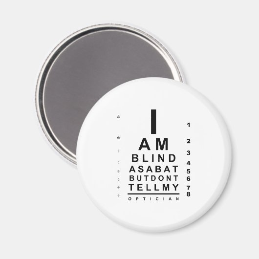 I am blind as a bat eye chart magnet (Vorderseite/Rückseite)