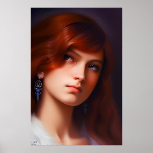 I AM - Emotive AI Fantasy Art Portrait Print Poster (Vorne)