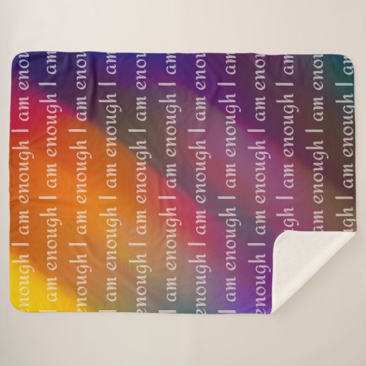 I Am Enough Rainbow Affirmation Pattern Design Sherpadecke (Vorderseite (Horizontal))