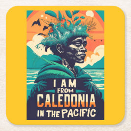 I am from Caledonia, Neukaledonien, Kanak Rechteckiger Pappuntersetzer