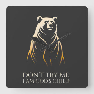 I Am God’s Child Bear Graphic Quadratische Wanduhr
