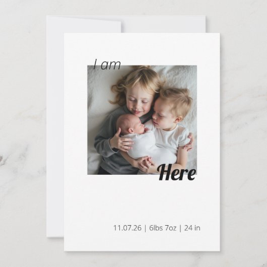 I Am Here Birth Announcement Card (Vorderseite)